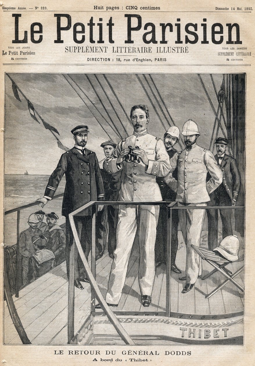Ritorno del generale Alfred Dodds (1842-1922) dalla spedizione di Dahomey a bordo del Thibet. Da 