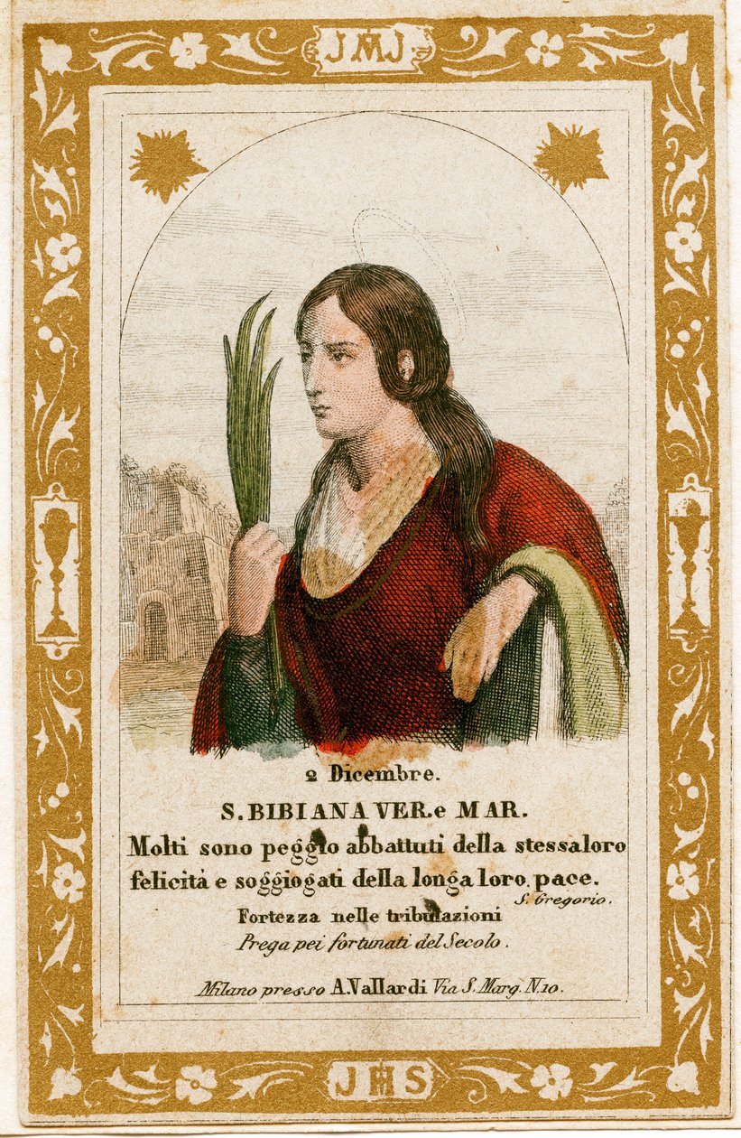 Santa Bibiana (incisione) da Anonymous Anonymous