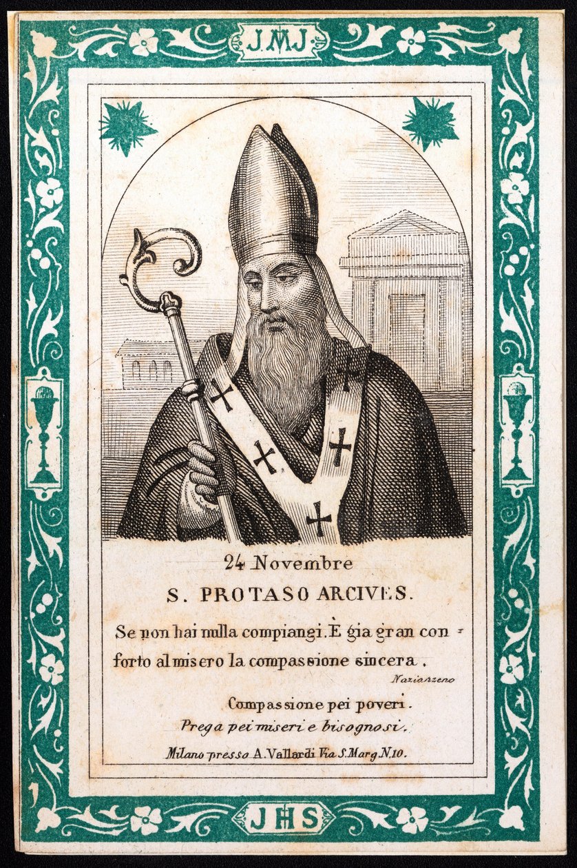 San Protasio, vescovo di Milano Immagine pia. Cartolina. Inizio del XX secolo. Collezione privata da Anonymous Anonymous