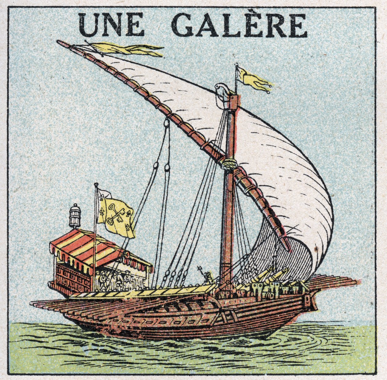 Navi e imbarcazioni: una galera. Illustrazione anonima del 1925. Collezione privata da Anonymous Anonymous