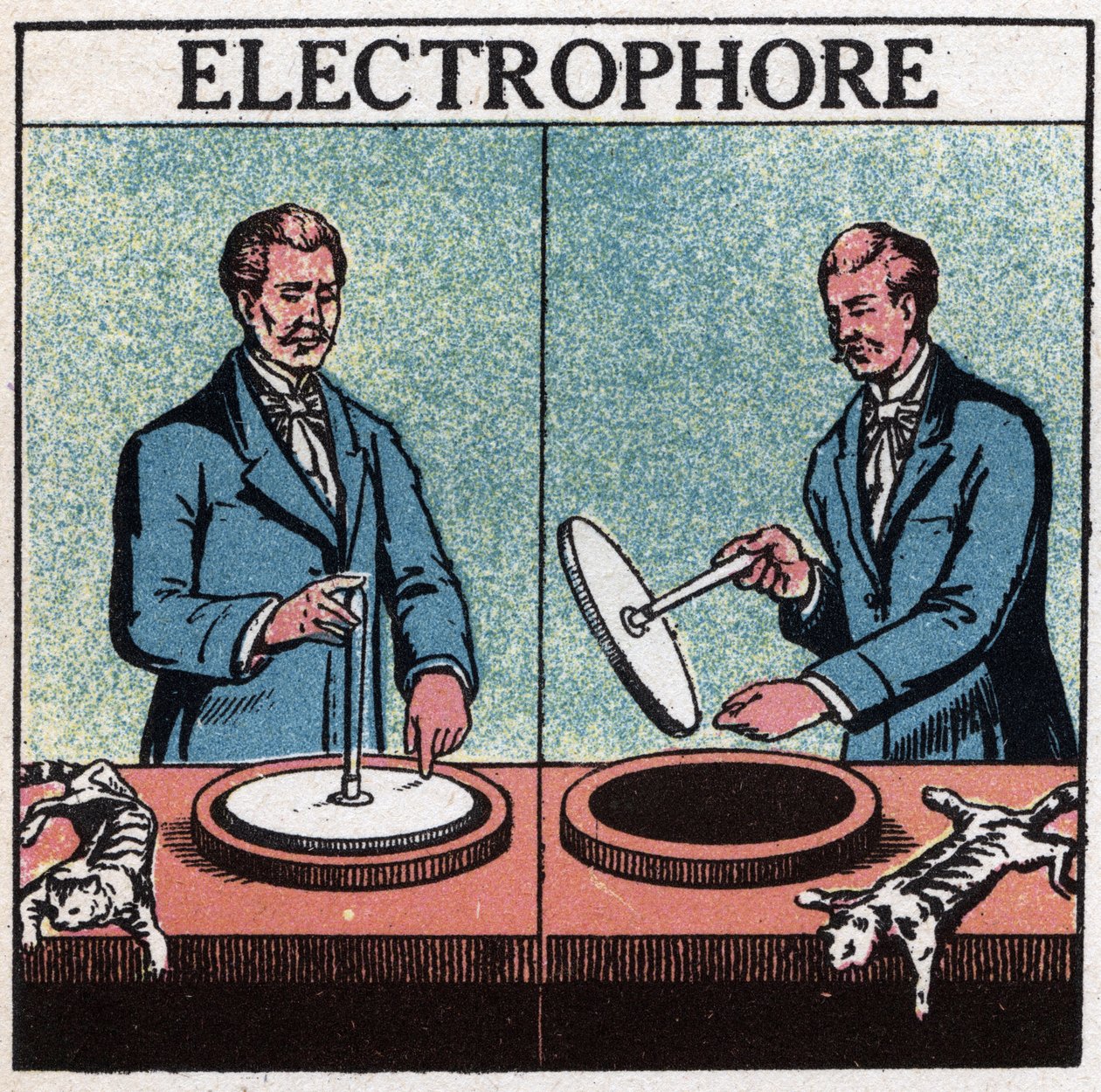 Macchine statiche: elettroforo. Illustrazione anonima del 1925. Collezione privata. da Anonymous Anonymous