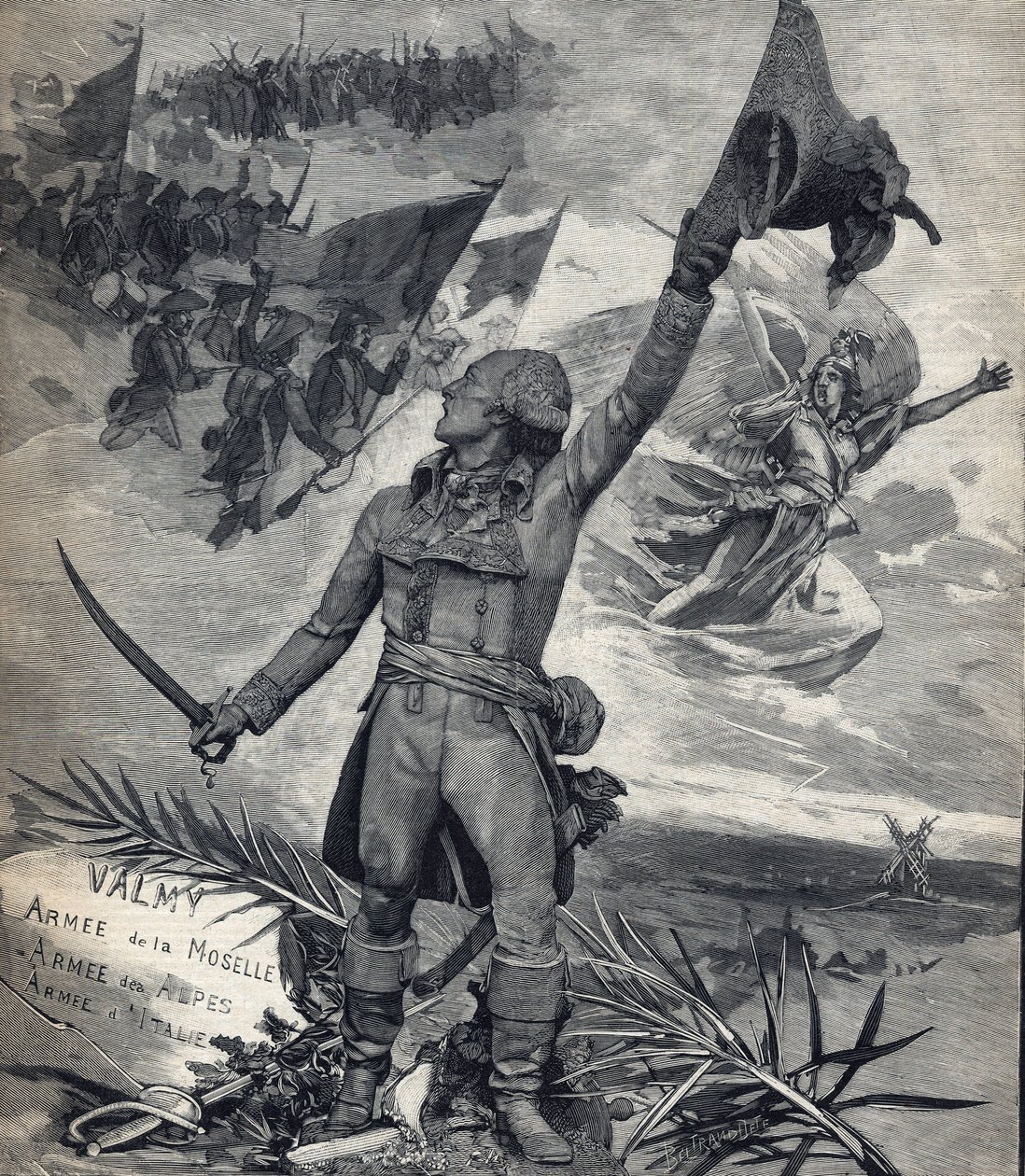 Statua del generale François Christophe Kellerman (1735-1820) generale francese, vincitore della battaglia di Valmy (20 settembre 1792): "Viva la nazione!". Incisione in "Le Petit Parisien" del 14/09/1892. Collezione privata da Anonymous Anonymous