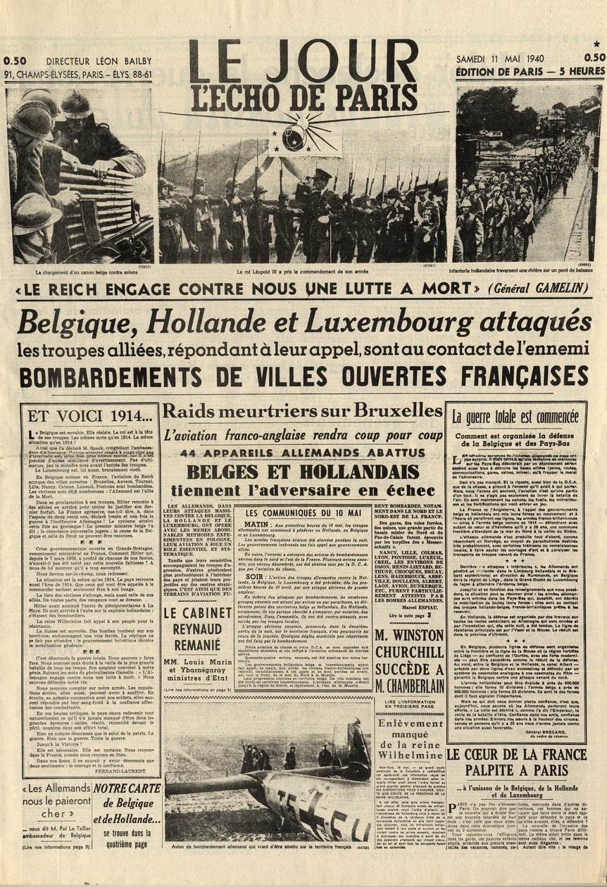 La Battaglia del Belgio o Campagna del Belgio - Campagna dei 18 giorni - Invasione tedesca del Belgio durante la Seconda Guerra Mondiale - Giornale 