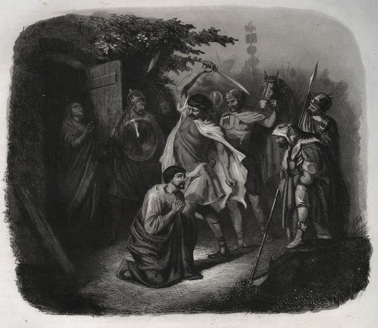 La decapitazione di San Giuliano (Martirio). Incisione del 1846 in "Vite dei santi". Collezione privata da Anonymous Anonymous
