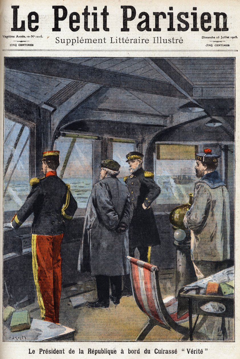 Il Presidente della Repubblica Armand Fallieres (1841-1931) a bordo della corazzata 