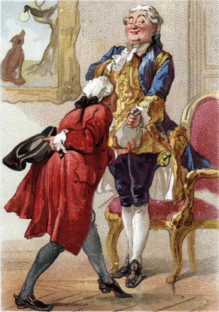 Il corvo e la volpe: favola di Jean de La Fontaine (Lafontaine) (1621-95). Cromolitografia del XIX secolo. Collezione privata. da Anonymous Anonymous