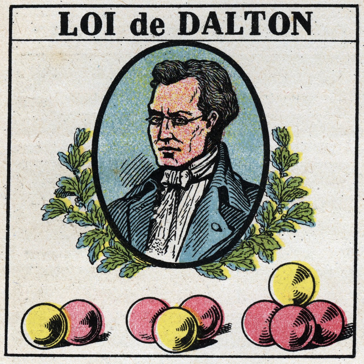 Gli atomi: La legge di John Dalton (1766-1844). Illustrazione anonima del 1925. Collezione privata. da Anonymous Anonymous
