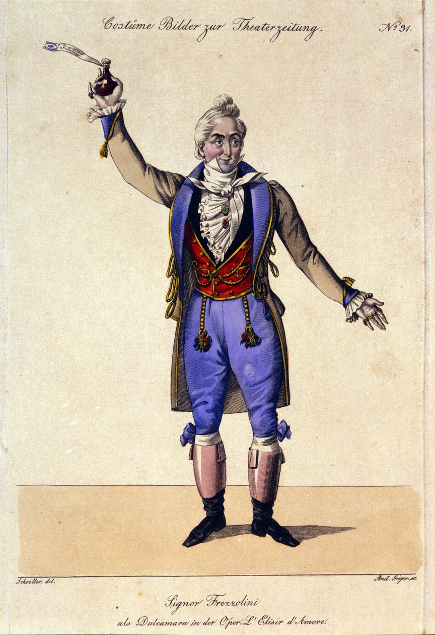 Il basso Giuseppe Frezzolini (1789-1861) interpreta il Dottor Dulcamara nell