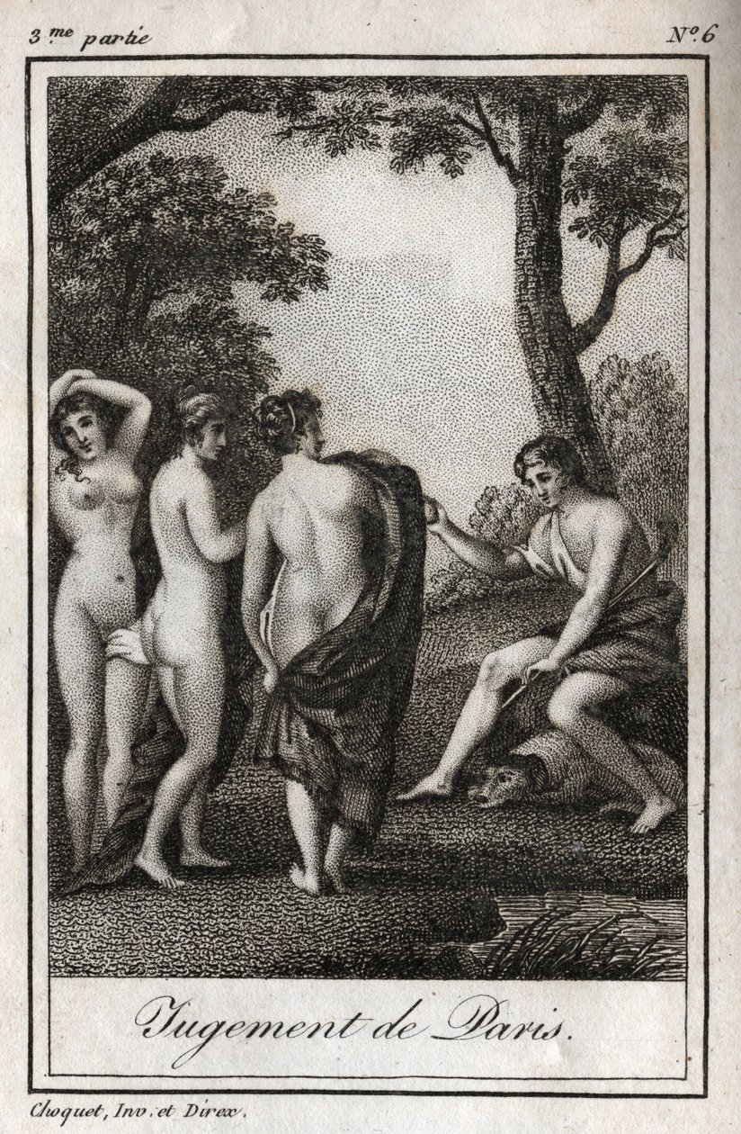 Il giudizio di Paride. Il pastore Paride deve scegliere a chi dare la mela d