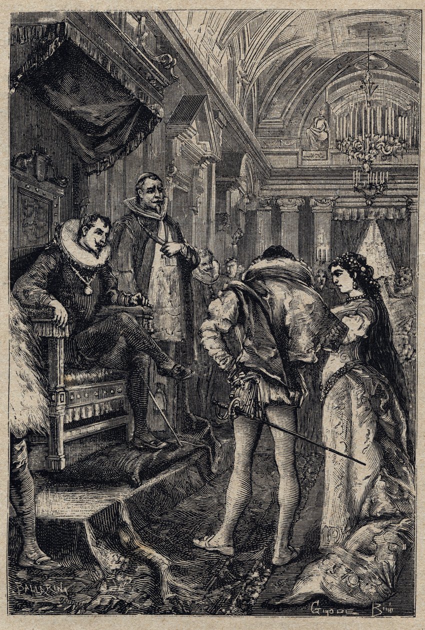 Il matrimonio di Giulia Farnese con Orsino Orsini nella casa di Rodrigo Borgia 1489 - incisione da 