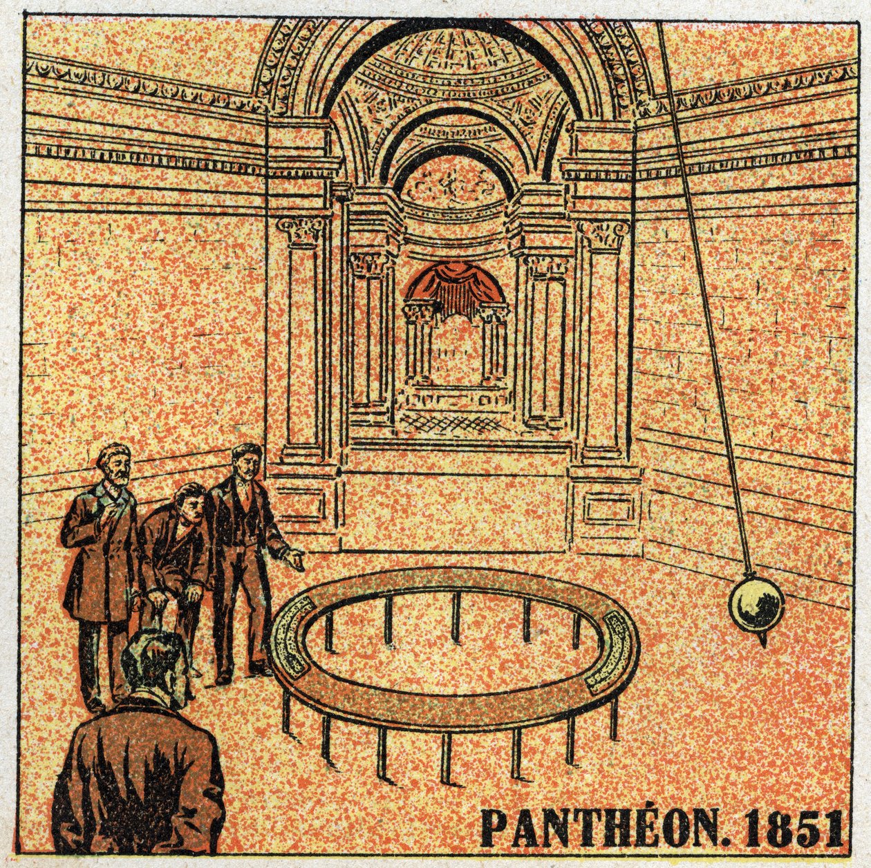 Il pendolo: esperimento di Léon Foucault (1819-1868) al Pantheon nel 1851 che dimostra la rotazione della Terra. Illustrazione anonima del 1925. Collezione privata da Anonymous Anonymous
