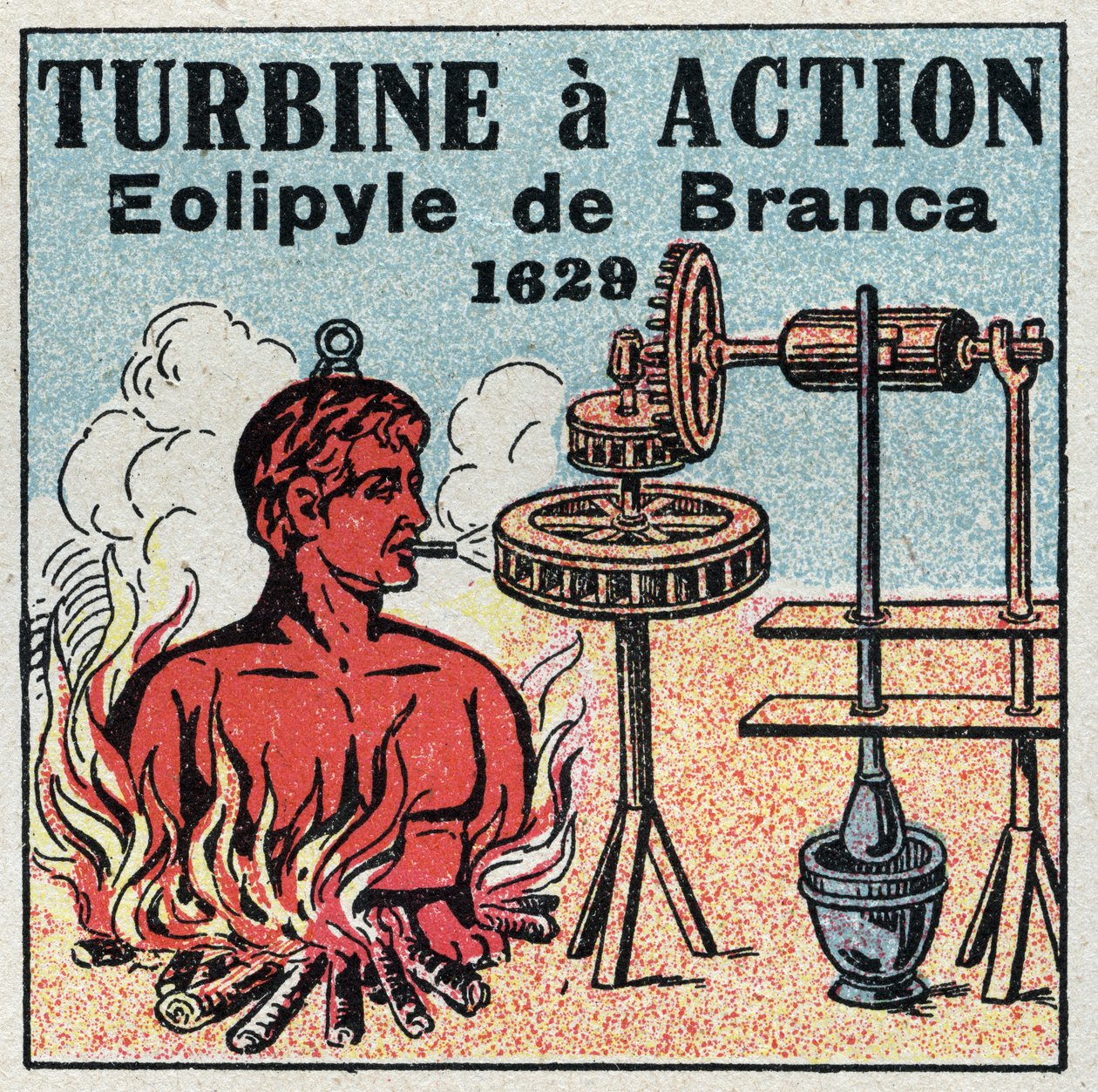 La macchina a vapore: turbina ad azione. Eolipila inventata da Giovanni Branca nel 1629. Illustrazione anonima del 1925. Collezione privata. da Anonymous Anonymous