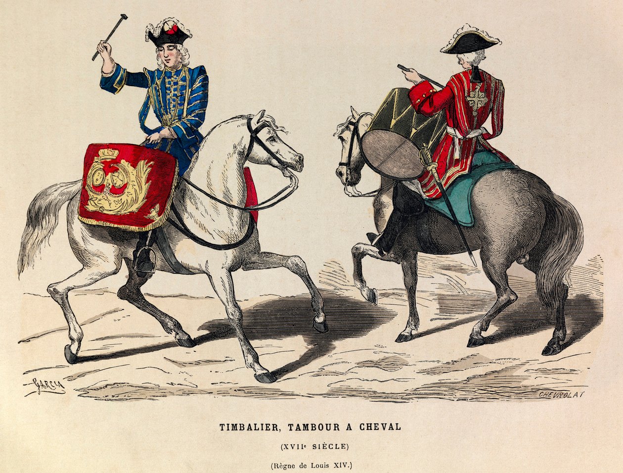 Timbalier e tamburo a cavallo sotto Luigi XIV nel XVII secolo, collezione privata da Anonymous Anonymous
