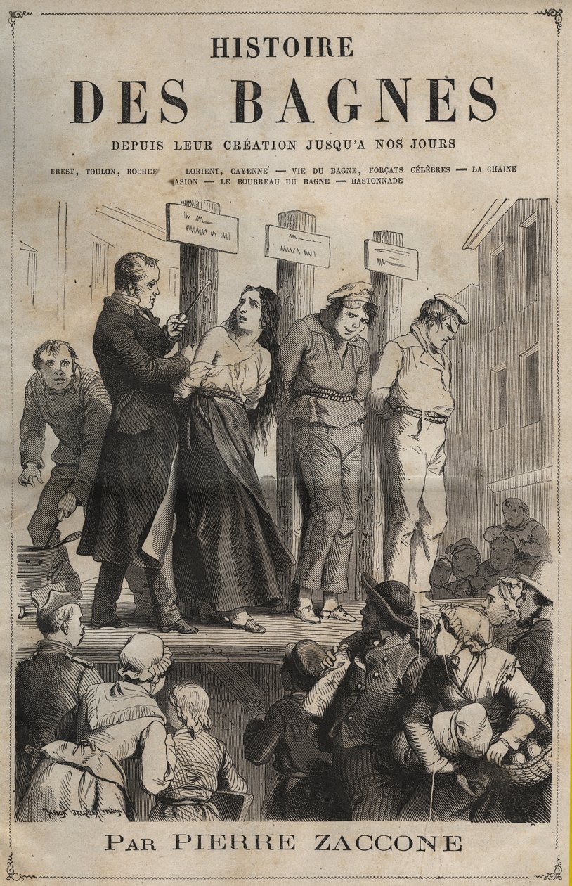 Pagina del titolo del libro "Histoire des bagnes depuis leur création à nos jours" (1877) di Pierre Zaccone (1817-1895) da Anonymous Anonymous