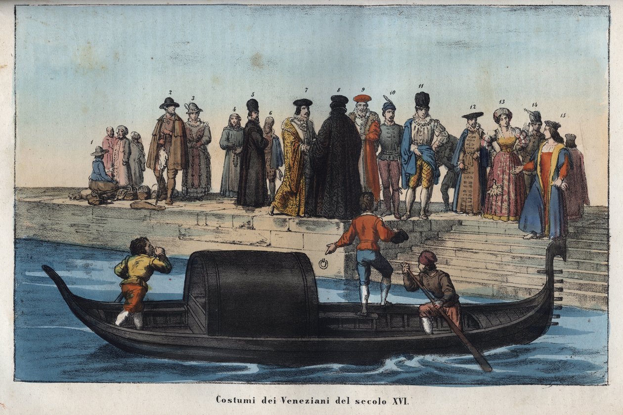 Costumi veneziani del XVI secolo - incisione da "Usi e Costumi di Tutti i Popoli dell