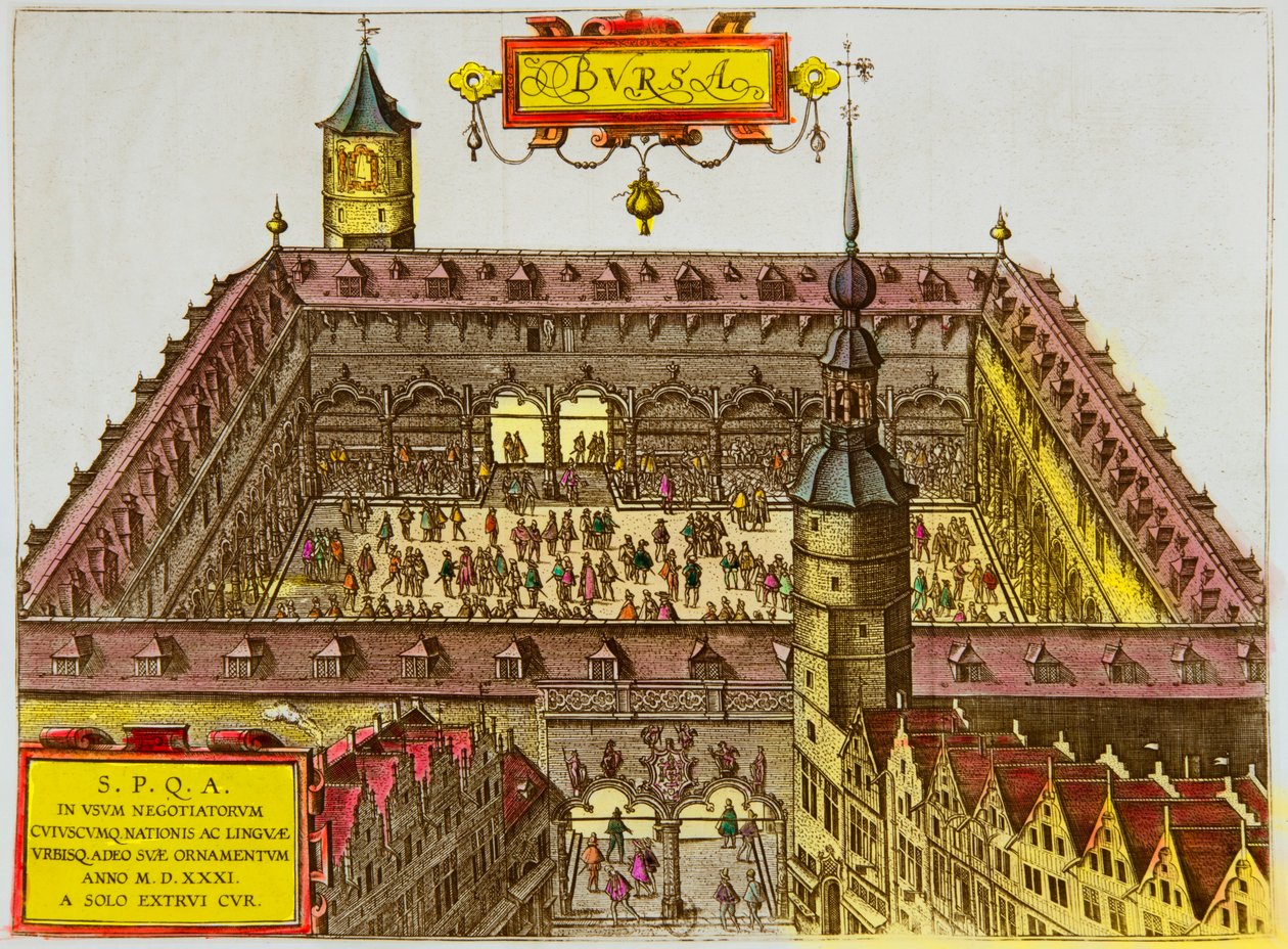 Veduta della Borsa di Anversa, fondata nel 1531 da Anonymous Anonymous