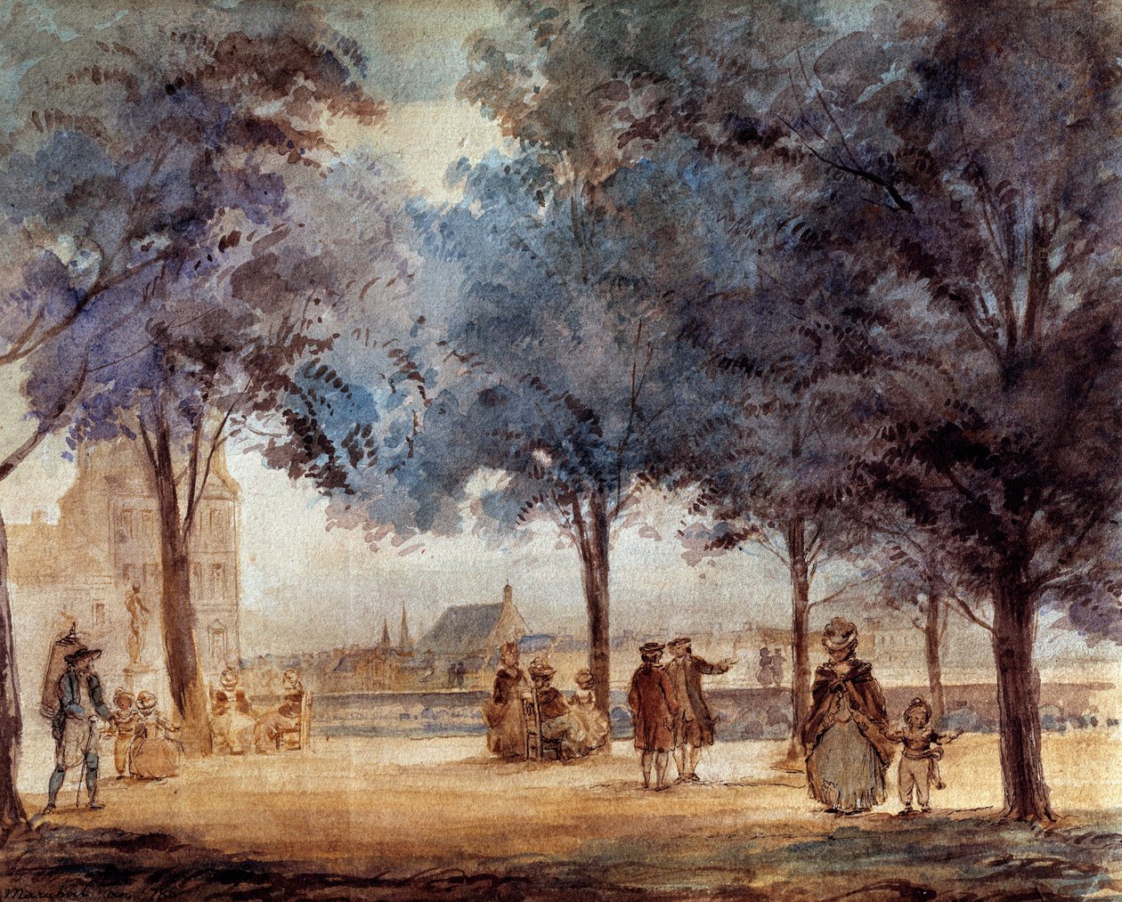 Veduta della terrazza delle Tuileries a Parigi nel 1786 da Anonymous Anonymous