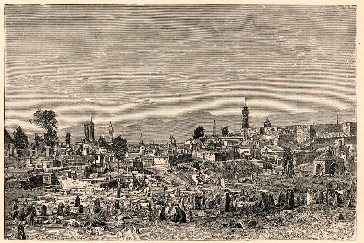 Veduta della città di Erzurum in Armenia (ora Turchia). Incisione in 