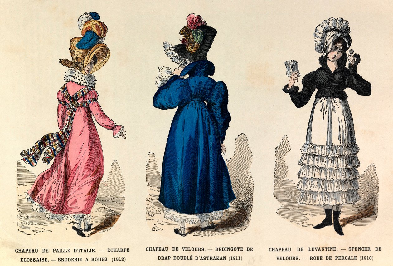 Costumi femminili tra il 1810 e il 1812 (regno dell