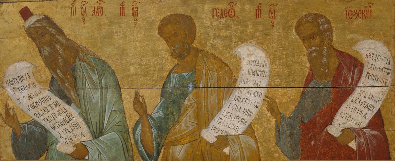 I Profeti Aronne, Gedeone ed Ezechiele da Anonymous Russian icon painter