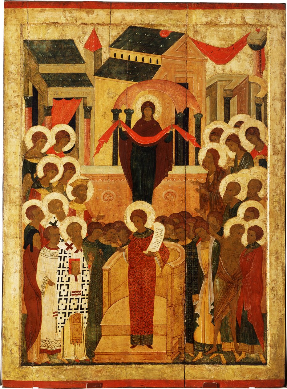 La protezione della Madre di Dio Pokrov, seconda metà del XV sec. da Anonymous Russian icon painter
