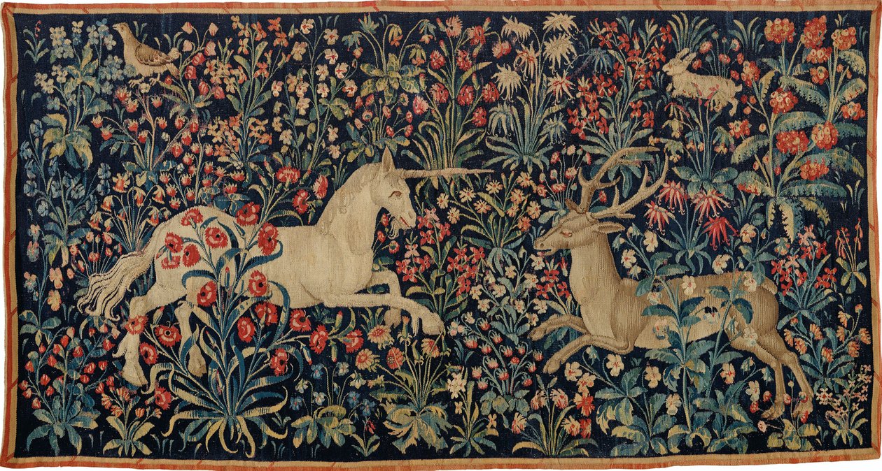 Unicorno e cervo in un campo di fiori da Anonymous master.