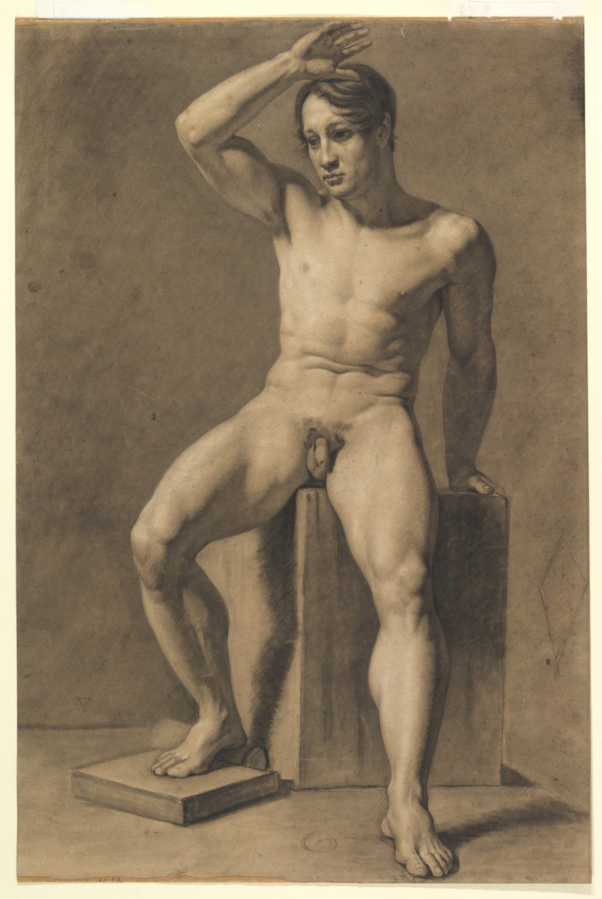 Nudo maschile seduto (recto); Nudo maschile che cammina (verso) da Anselm Feuerbach