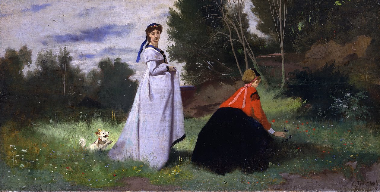 Due donne immerse nel verde da Anselm Feuerbach