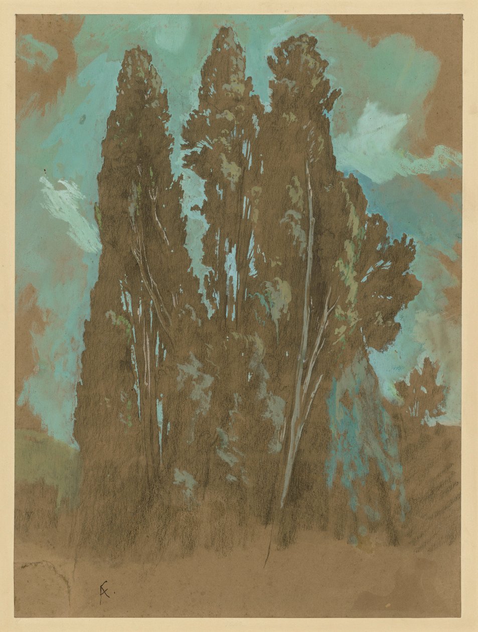 Studio sui cipressi da Anselm Feuerbach