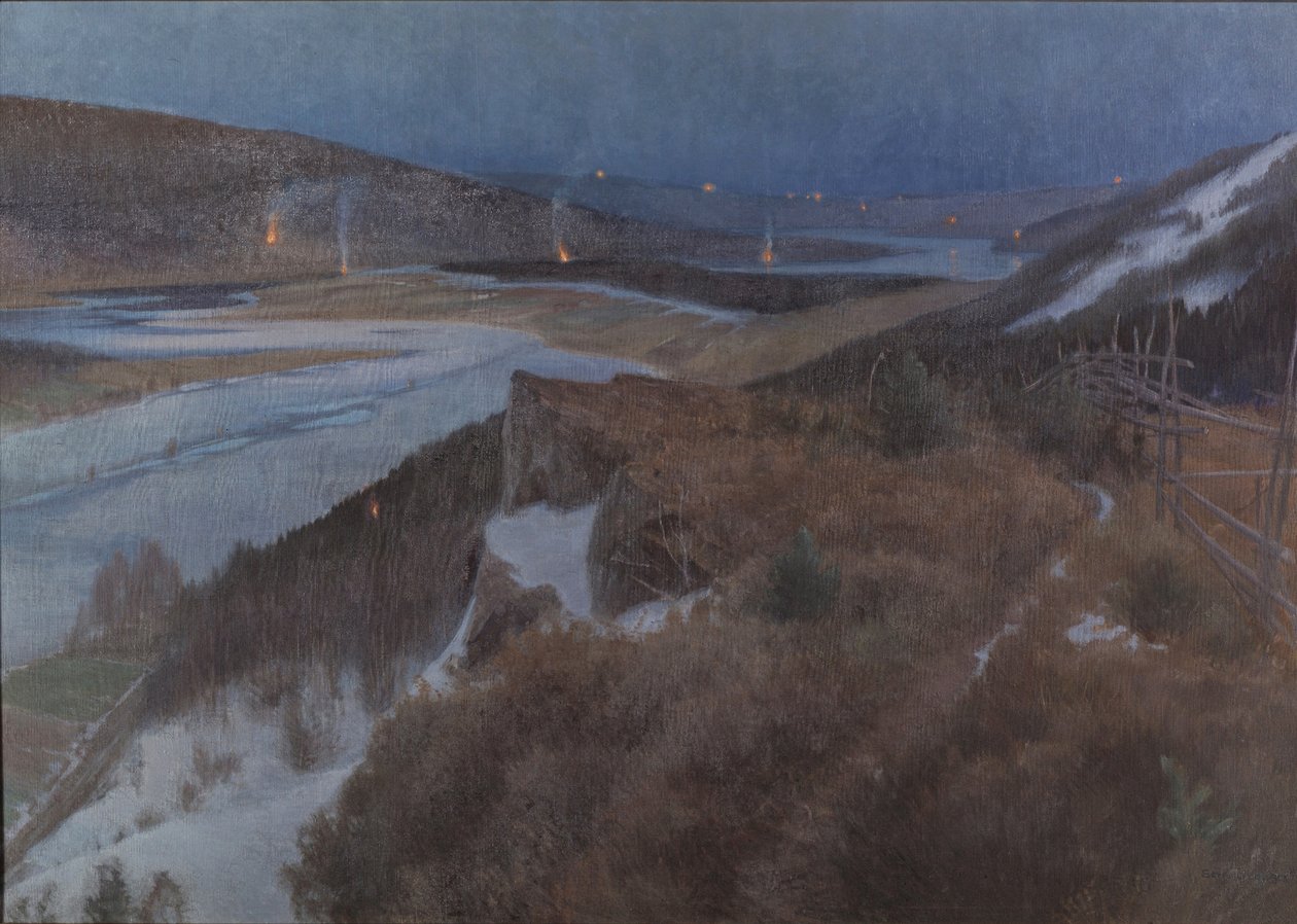 Notte di Valpurga a Bergslagen, Grangärde in Dalarna, 1896 da Anshelm Leonard Schultzberg