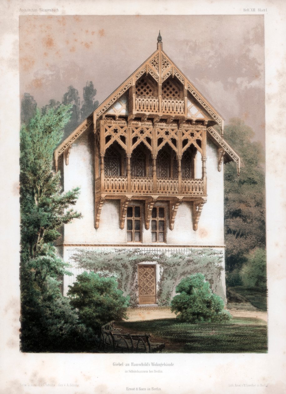 Gabbia su un edificio residenziale, Schonhausen, vicino a Berlino, Germania, c1850 da Anst von W Loeillot