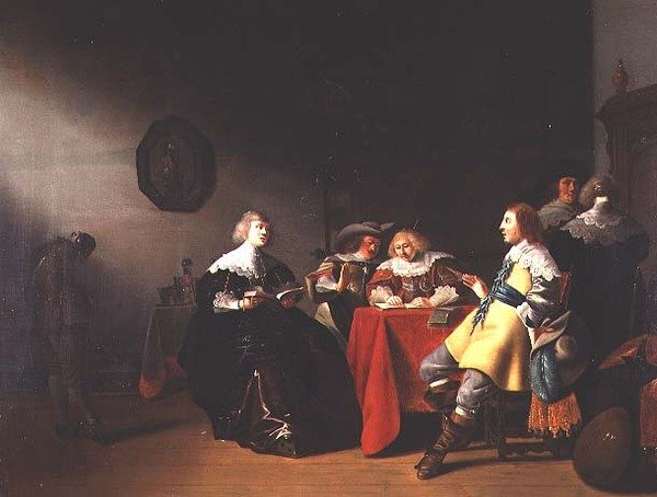 Un interno con figure eleganti che leggono da Anthonie  Palamedesz