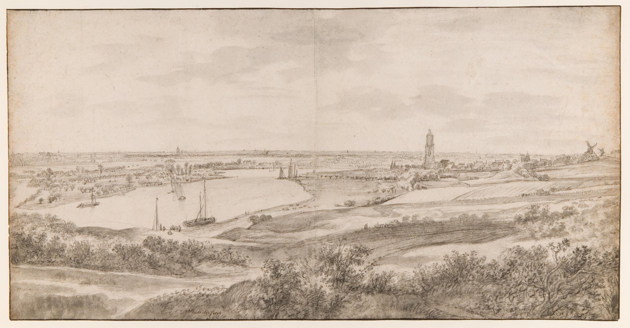 Vista di Rhenen da est da Anthonie Waterloo
