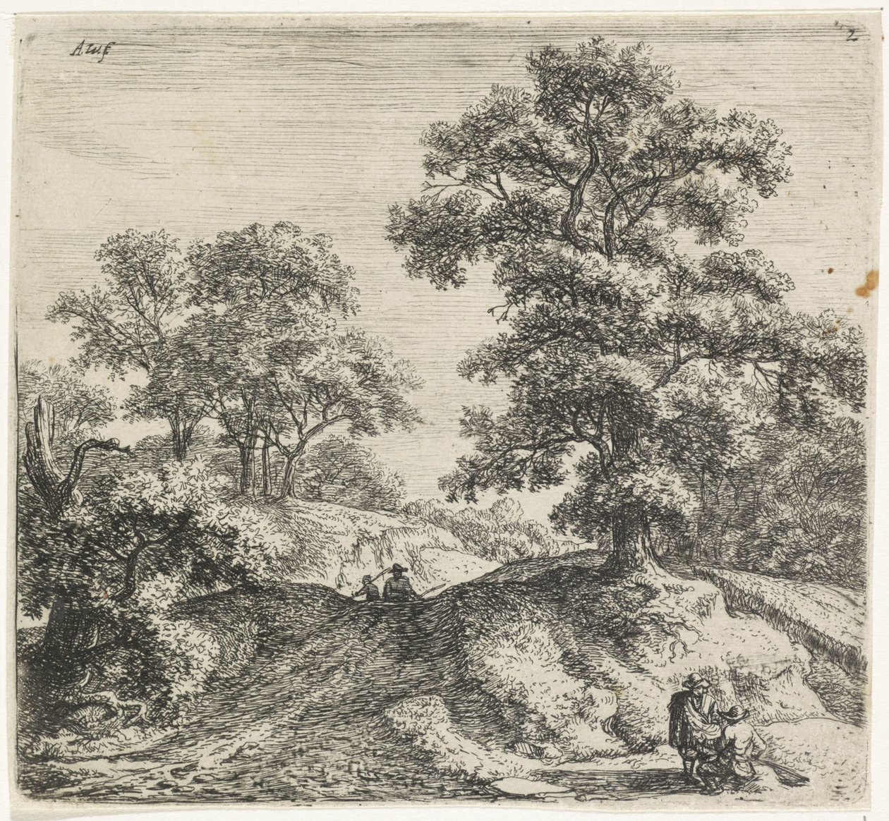 Grande quercia accanto a un sentiero da Anthonie Waterloo