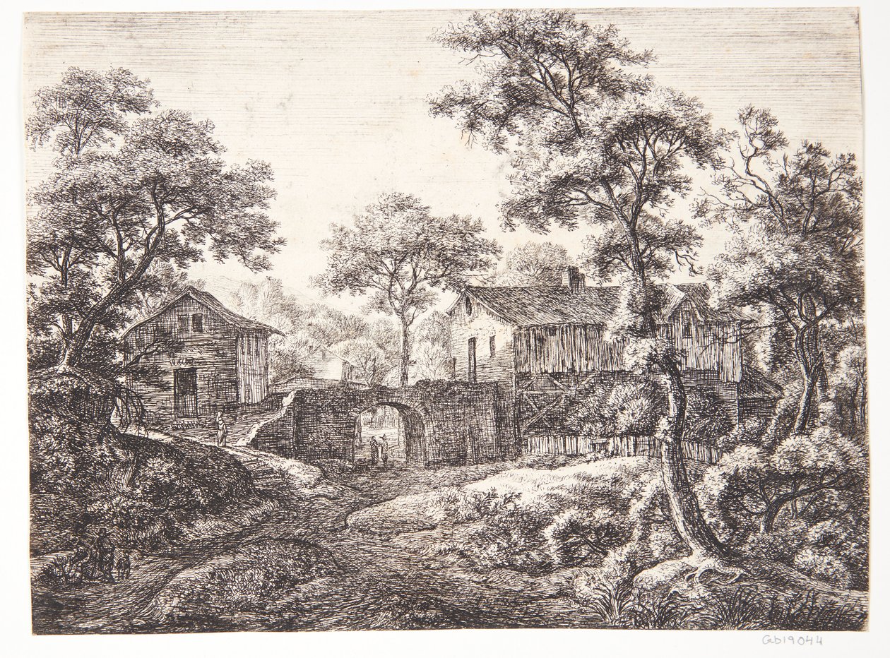 Villaggio con porta cittadina da Anthonie Waterloo
