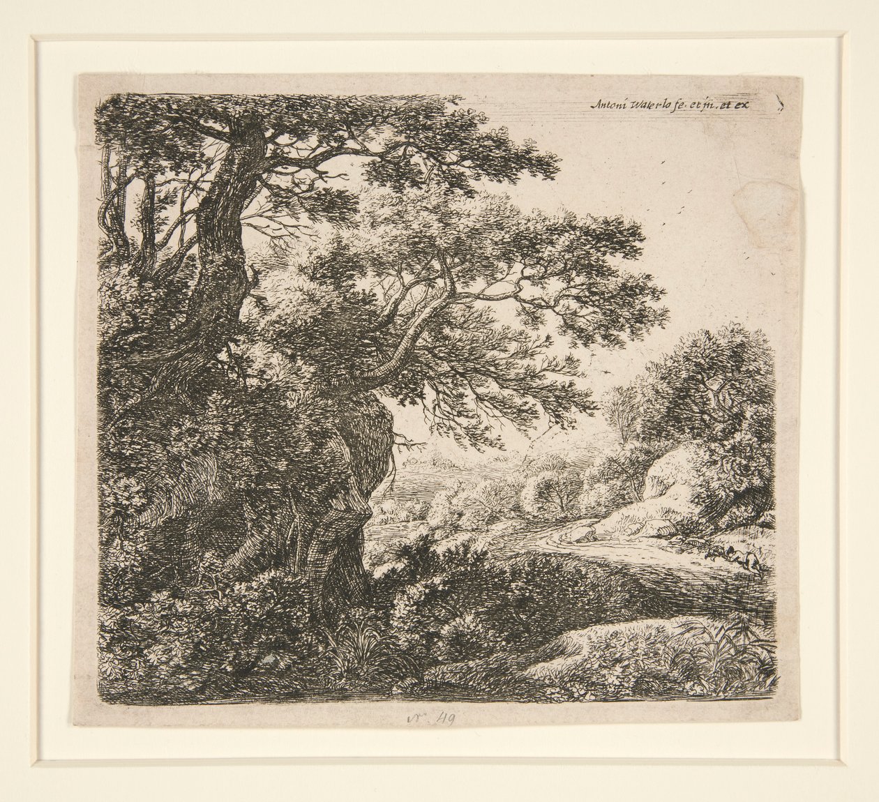 Uomo che dorme accanto alla strada, da una serie di 6 incisioni, B. 47-52 da Anthonie Waterloo