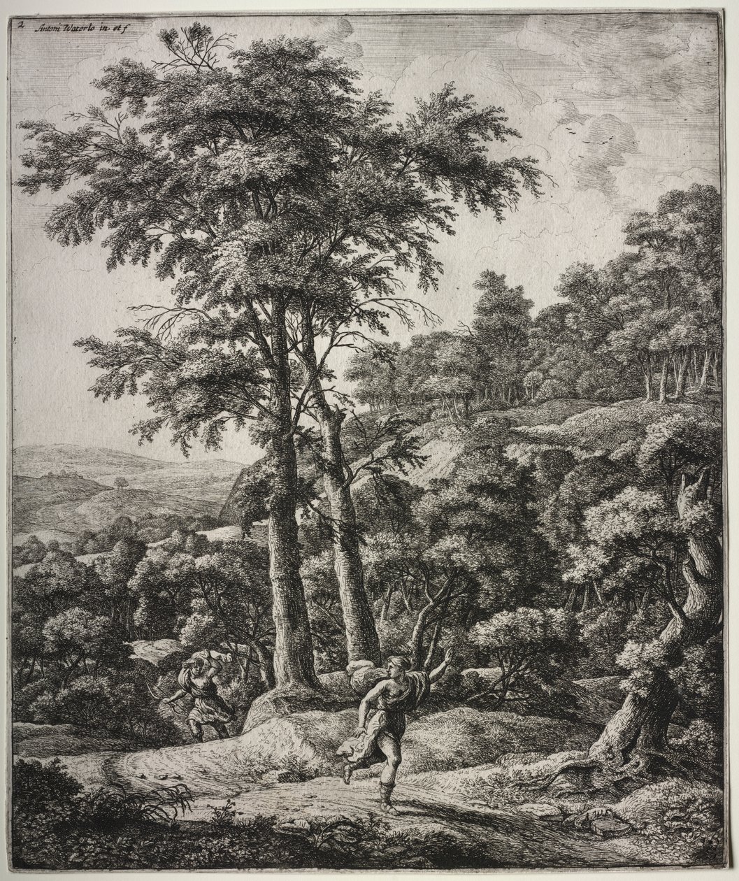 Sei grandi paesaggi verticali con scene dalle Metamorfosi di Ovidio: Apollo e Dafne da Anthonie Waterloo