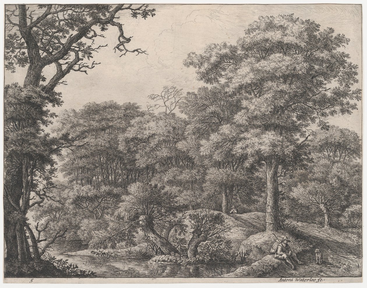Viaggiatori che riposano nella foresta da Anthonie Waterloo