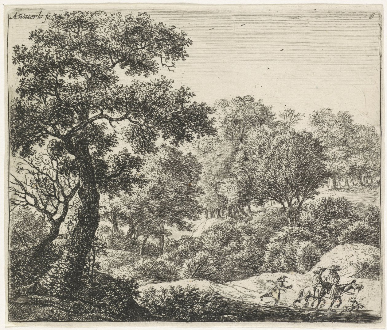 Due cavalieri su un sentiero boscoso da Anthonie Waterloo