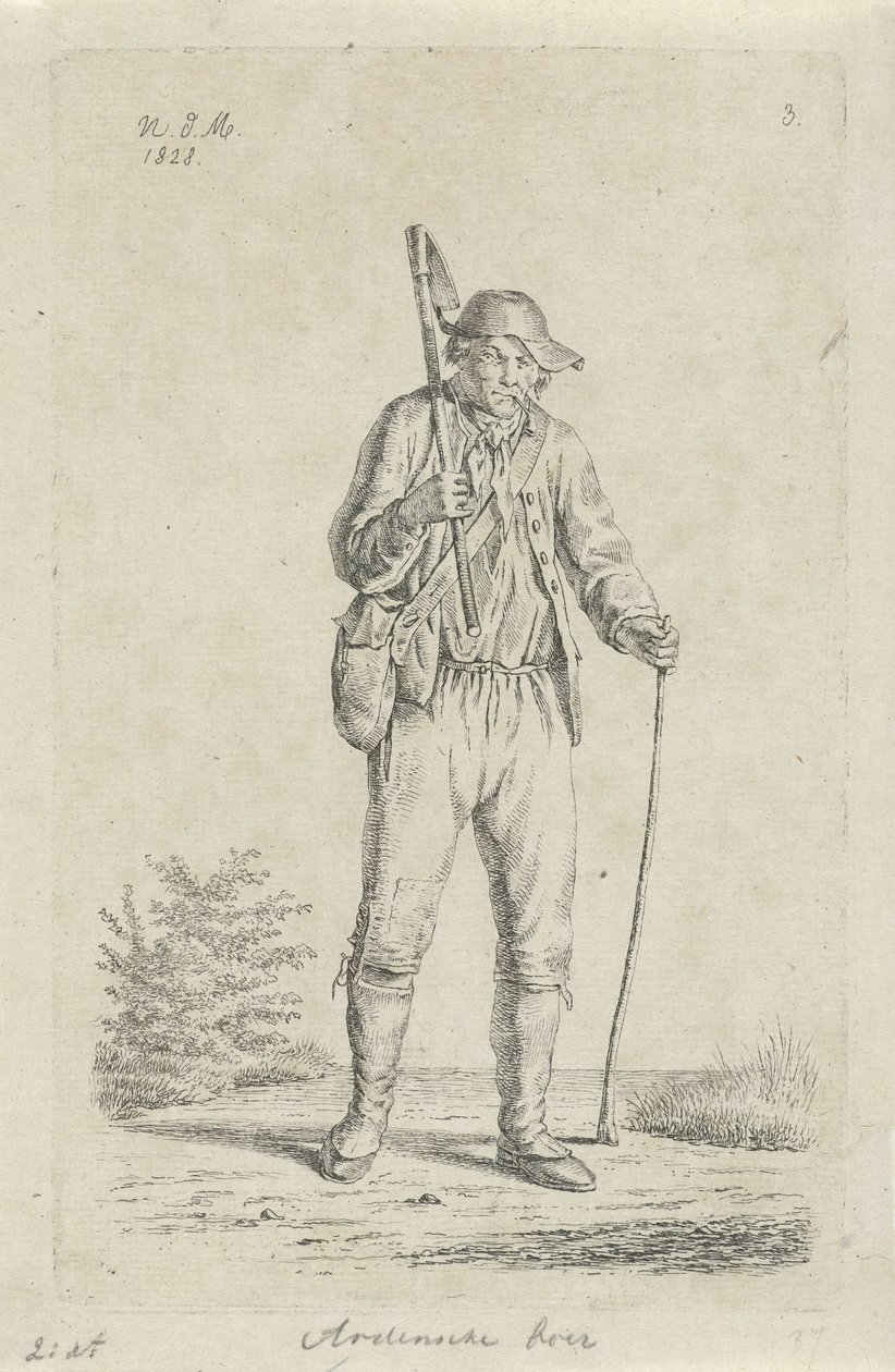 Contadino delle Ardenne con zappa da Anthonie Willem Hendrik Nolthenius de Man