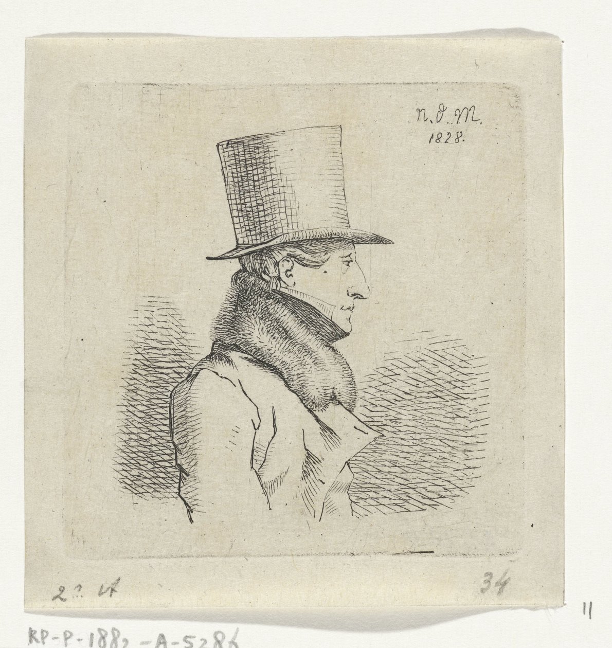Uomo con cappello alto da Anthonie Willem Hendrik Nolthenius de Man