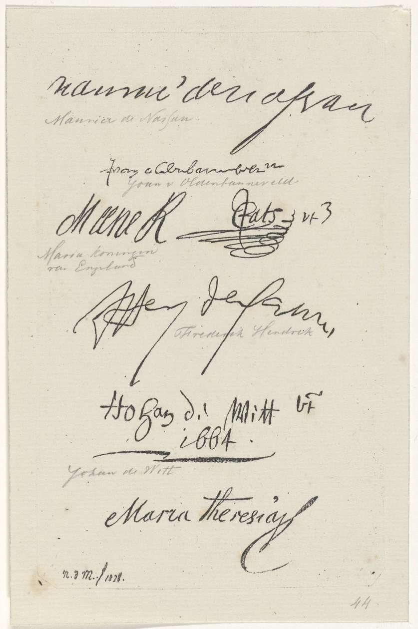 Varie facsimili di firme da Anthonie Willem Hendrik Nolthenius de Man