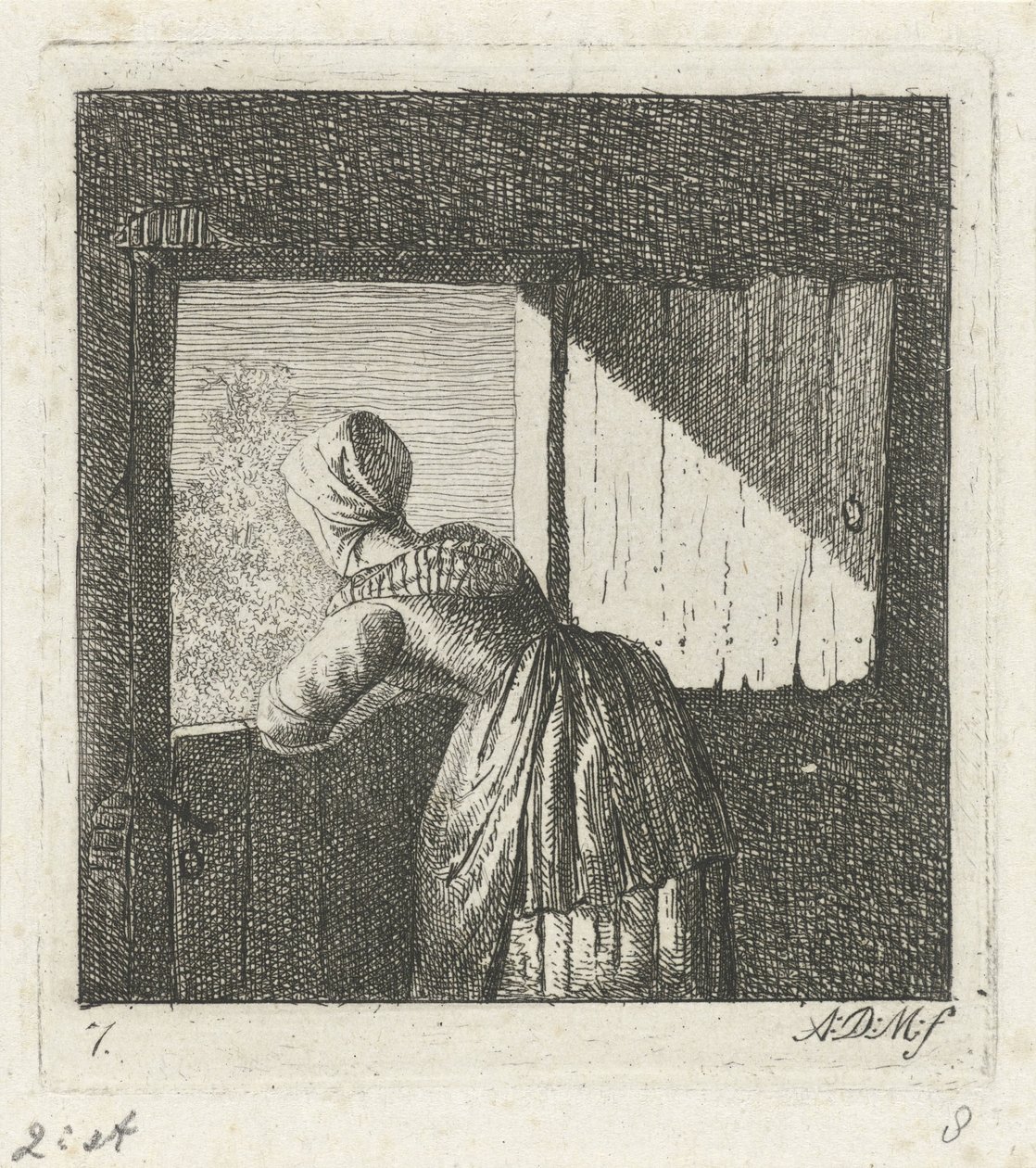 Donna appoggiata a una porta inferiore da Anthonie Willem Hendrik Nolthenius de Man