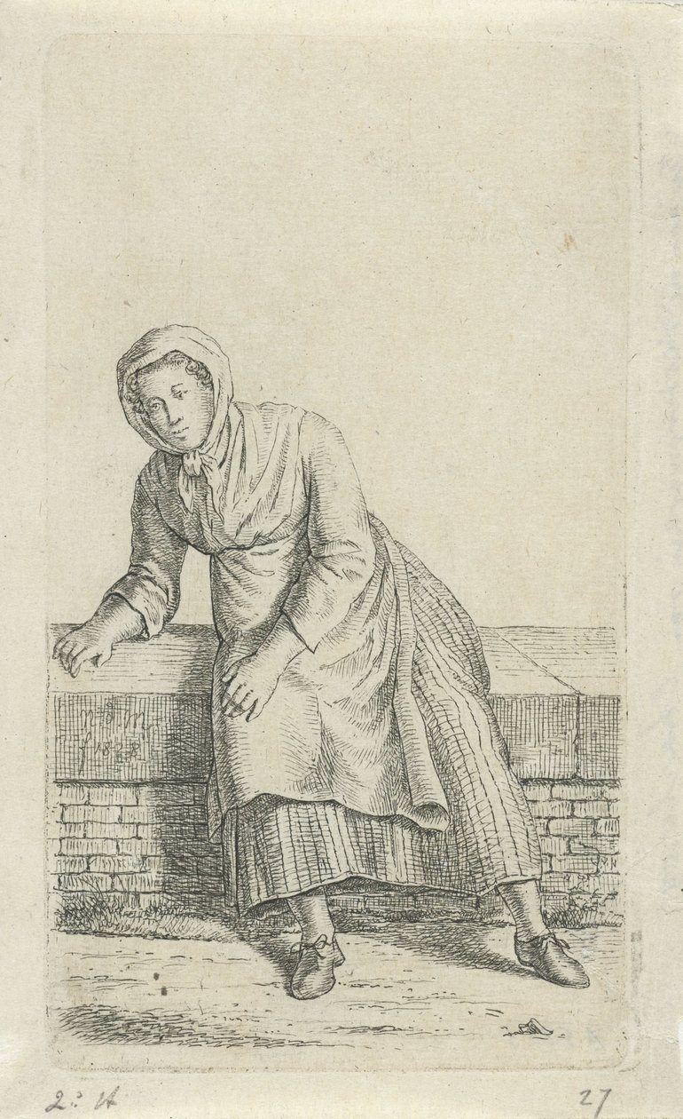 Donna seduta su un muretto da Anthonie Willem Hendrik Nolthenius de Man