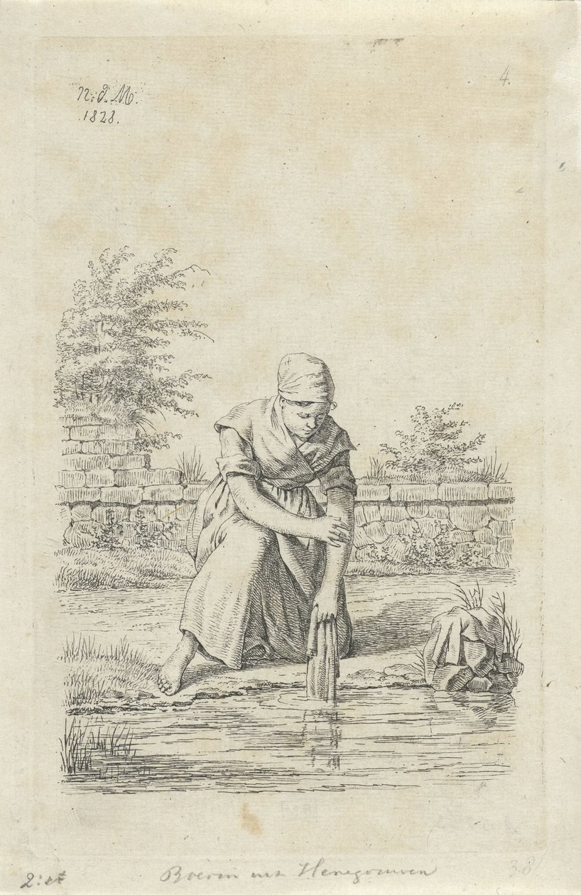 Donna che lava dalla provincia di Hainaut (serie: Contadini e contadine del Regno Unito dei Paesi Bassi) da Anthonie Willem Hendrik Nolthenius de Man