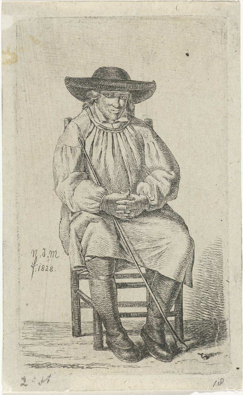 Uomo seduto con bastone da Anthonie Willem Hendrik Nolthenius de Man
