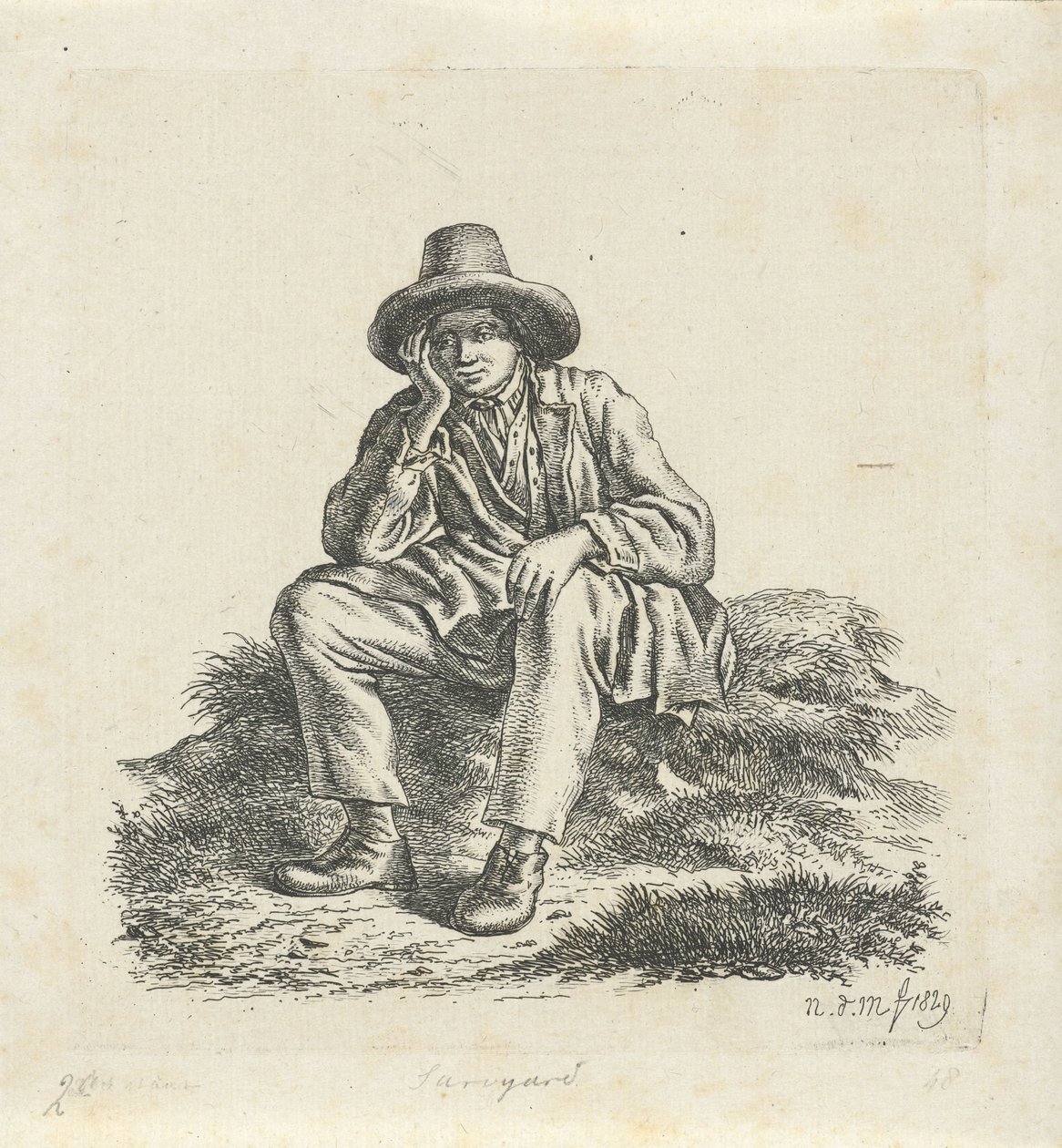 Uomo seduto che sostiene la testa da Anthonie Willem Hendrik Nolthenius de Man