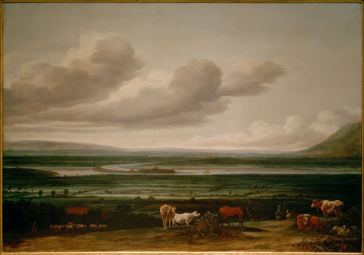 Paesaggio del Basso Reno vicino a Kleve con la fortezza Schenkenschanz, Hoch e Niederelten da Anthonie van Borssom