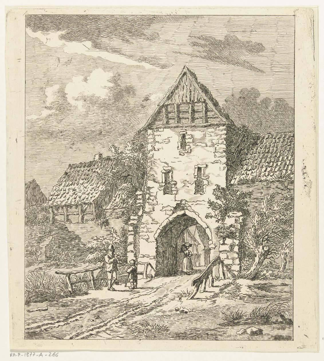 Alcune figure vicino a una vecchia porta della città da Anthonie van den Bos