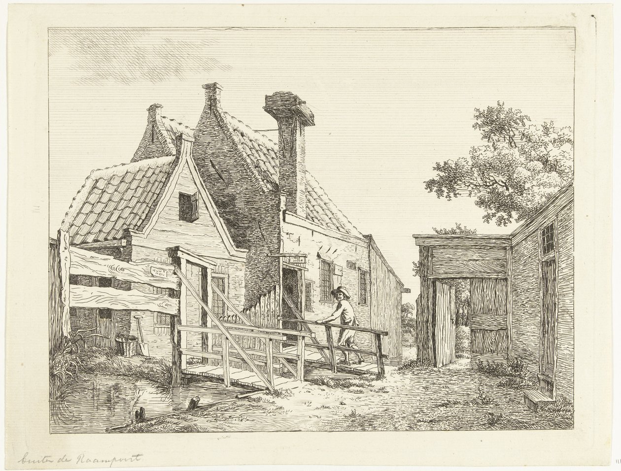 Ragazzo che cammina su un ponte di legno (Fuori dalla Raampoort) da Anthonie van den Bos